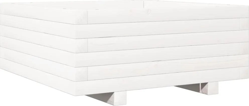 vidaXL Jardinieră de grădină, alb, 60x60x26,5 cm, lemn masiv de pin