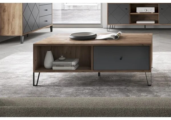 Măsuță de cafea SULA, stejar craft/negru