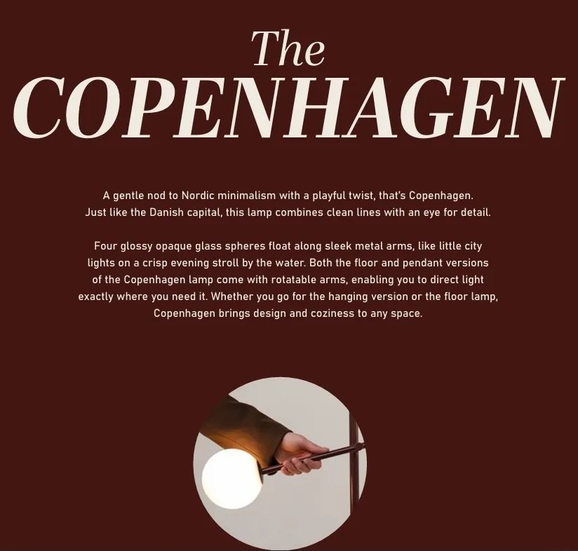 Lampadar cu 4 globuri sticla si metal bej Copenhagen