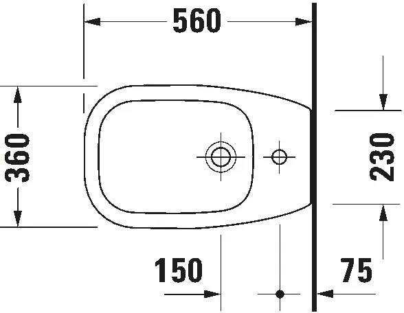 Duravit 22411000002 - Bideu de podea D-CODE 35,5x52,5 cm ceramică/alb lucios