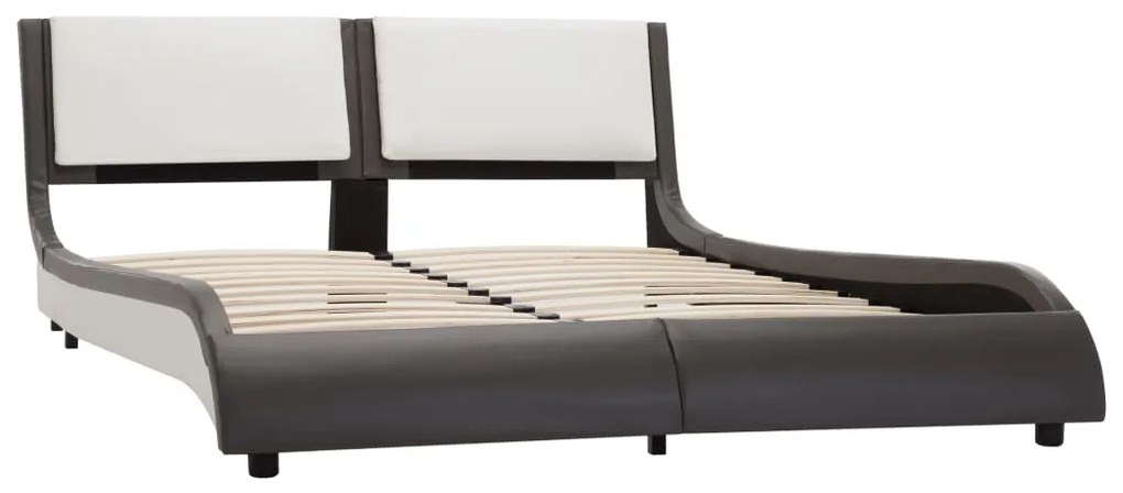 280348 vidaXL Cadru de pat, gri și alb, 120 x 200 cm, piele artificială