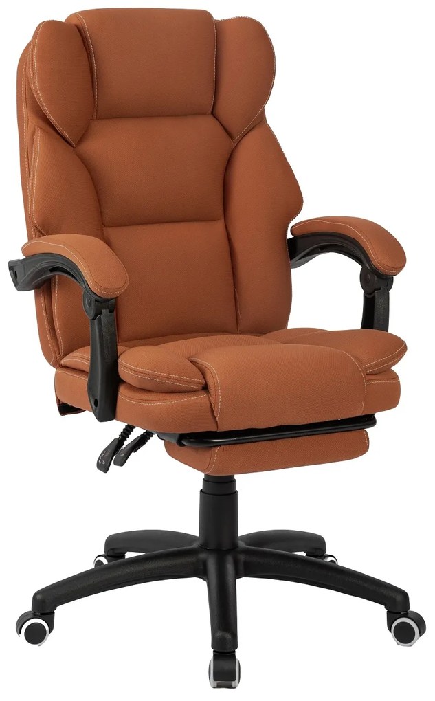 Scaun directorial, masaj lombar, spatar rabatabil, suport pentru picioare, material textil premium, Maro