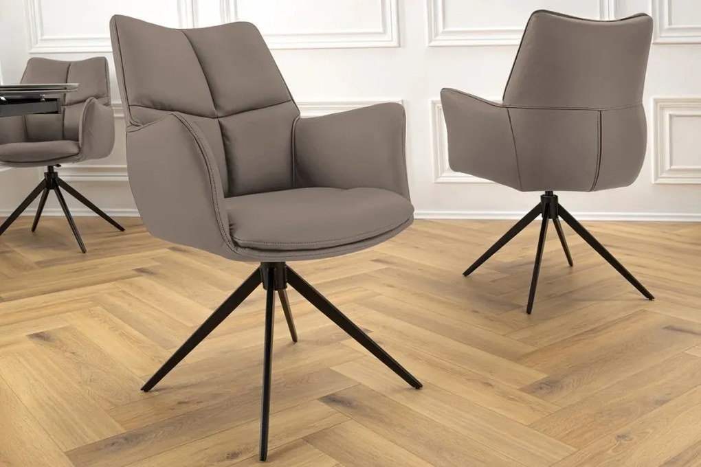 Scaun pivotant modern, Piele Naturala, Maro, PAPILLON