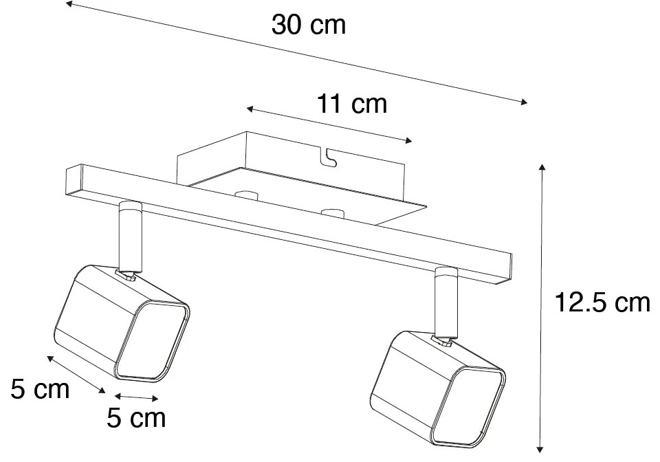 Plafoniera moderna neagra cu LED inclus 2 lumini - Nola
