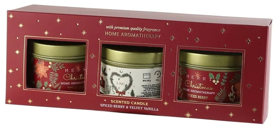 Set de lumânări de Crăciun Merry Christmas Spicedberry/Velvent vanilla, 2 buc