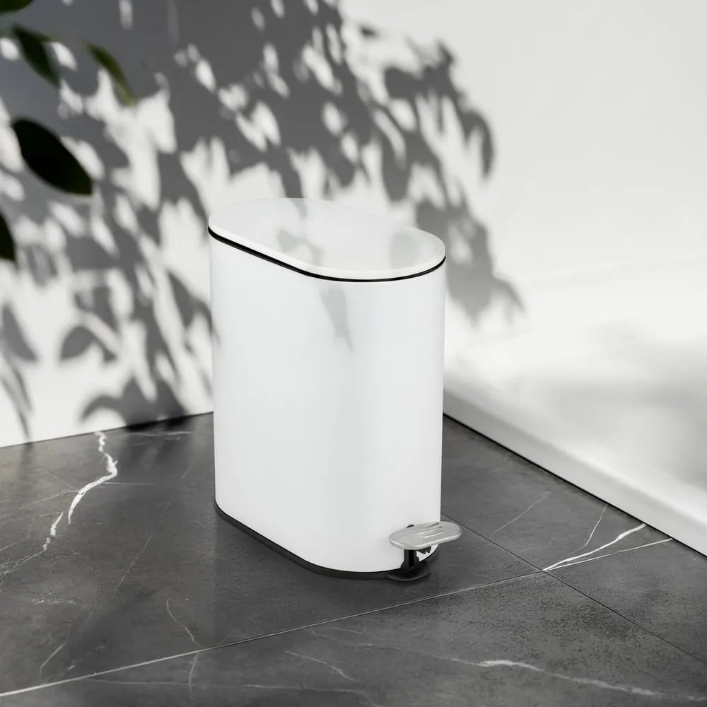 Coș de gunoi alb mat cu pedală din oțel 5 l Collungo – Wenko