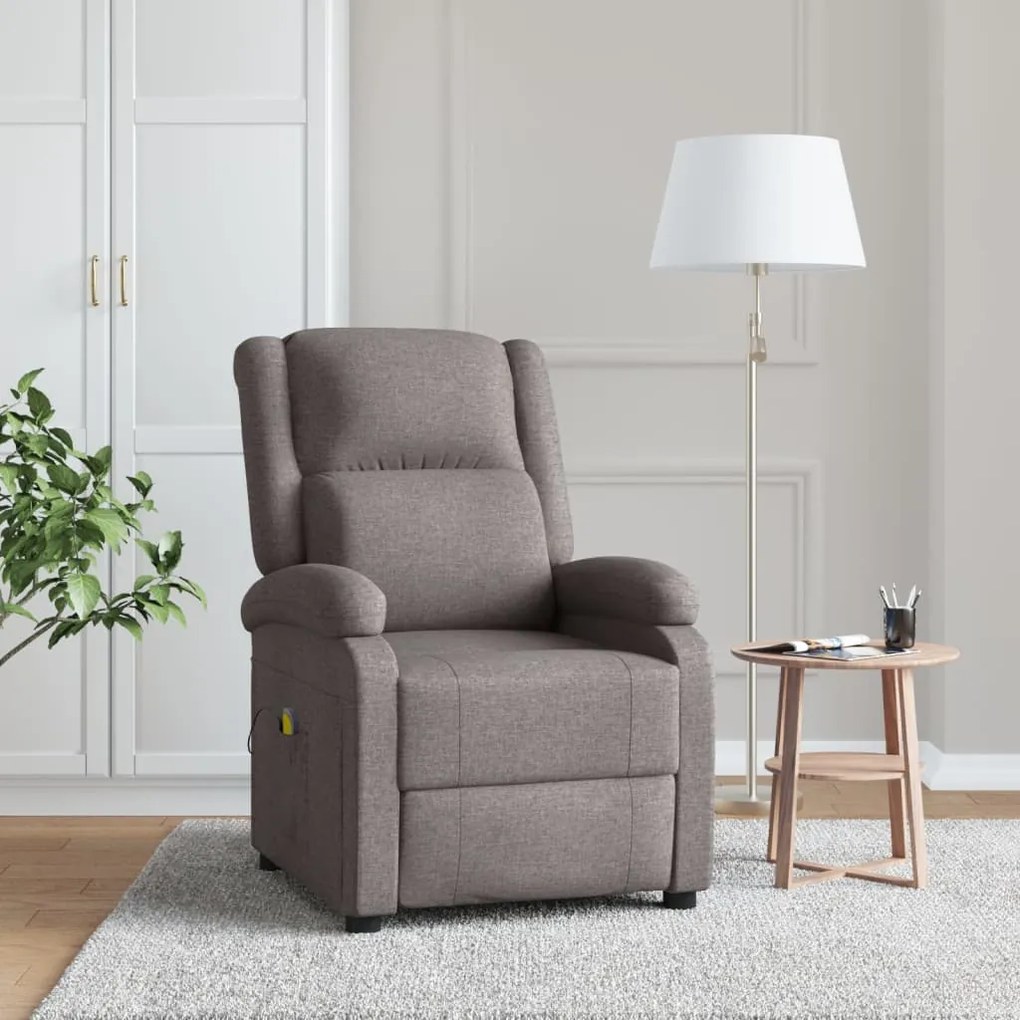 342434 vidaXL Fotoliu de masaj spătar aripi, gri taupe, material textil