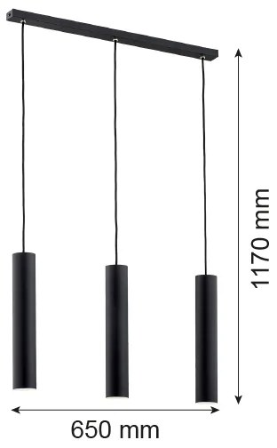 Lustră pe cablu GOMERA 3xGU10/5W/230V neagră Argon 6112