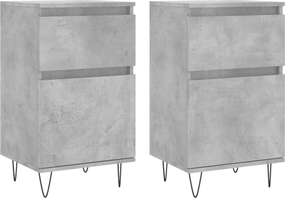 vidaXL Servante, 2 buc., gri beton, 40x35x70 cm, lemn prelucrat