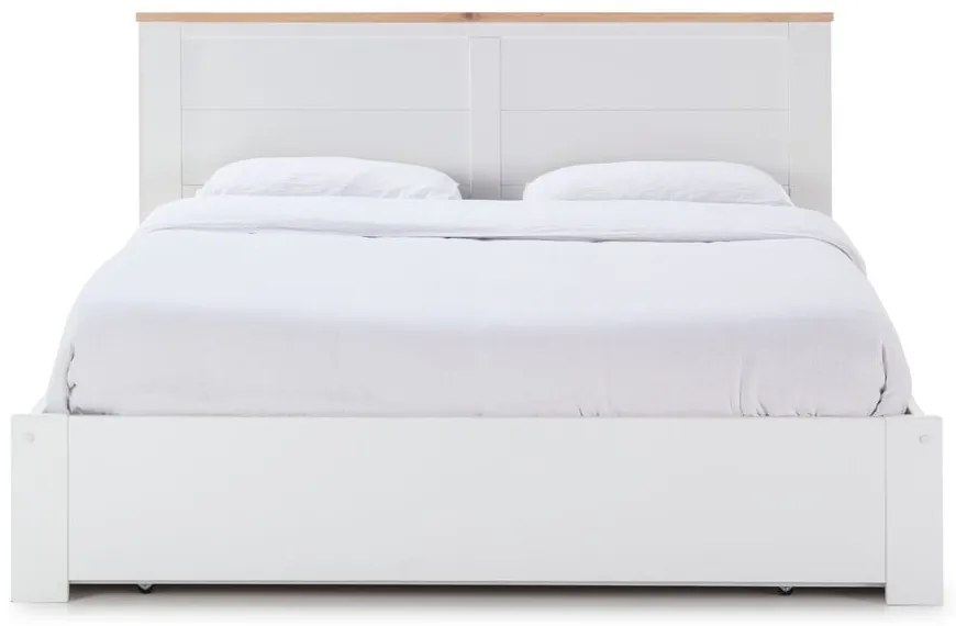 Pat matrimonial alb cu spațiu de depozitare 140x190 cm Gabi – Marckeric