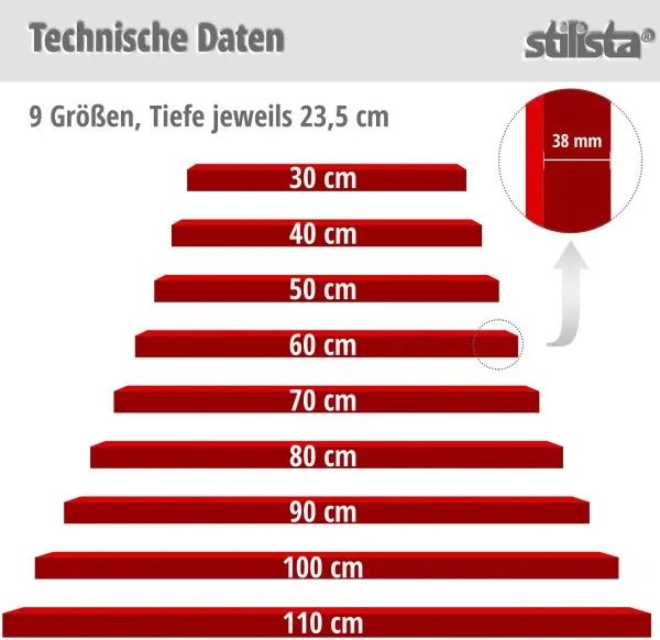 Raft de perete stilist Volato, 50 cm, lemn alb