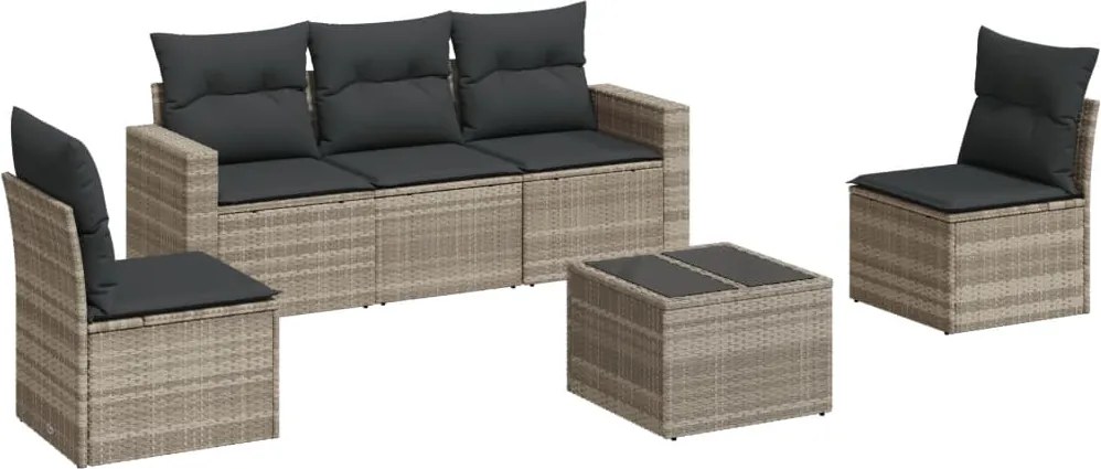 vidaXL Set canapele de grădină cu perne, 6 piese gri deschis poliratan