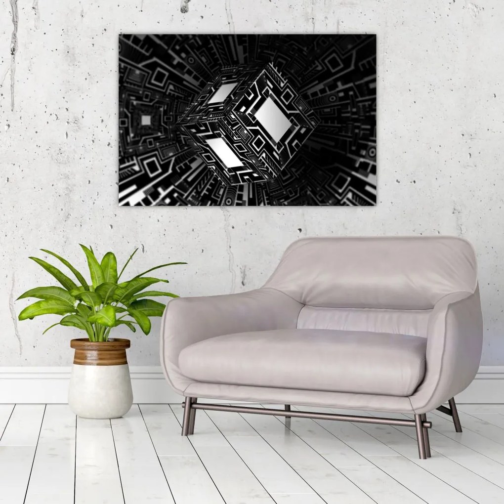 Tablou cu un cub abstract (90x60 cm)