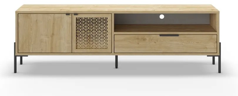 Masă TV în culoare naturală cu aspect de lemn de stejar 160x50 cm Inca – Marckeric