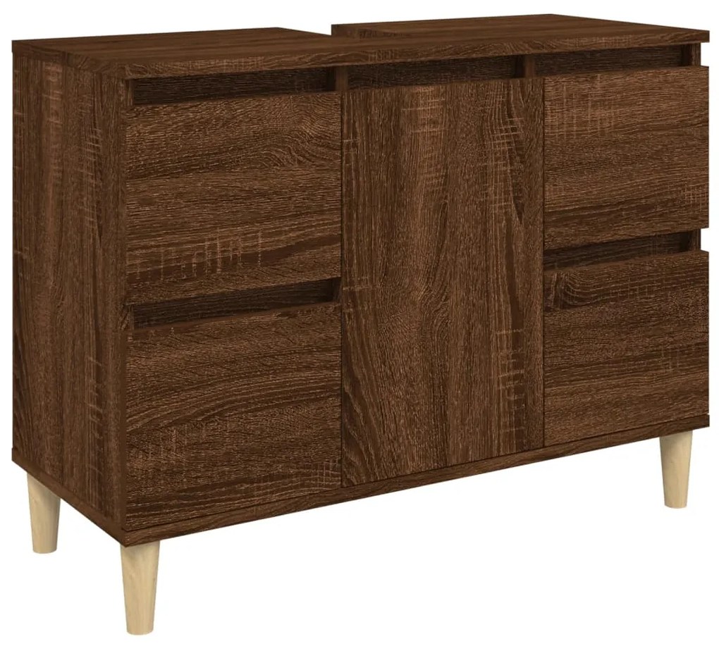821275 vidaXL Dulap de chiuvetă, stejar maro, 80x33x60 cm, lemn prelucrat