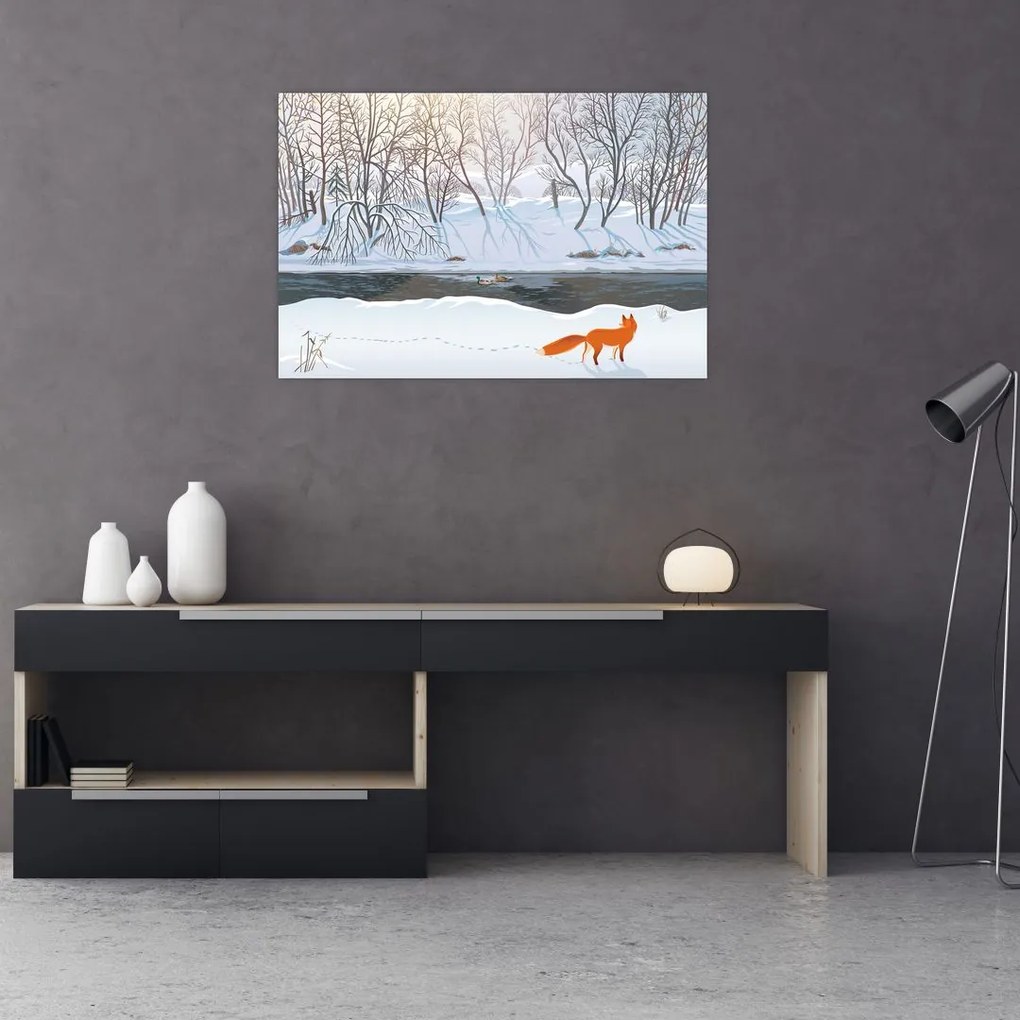 Tablou - Vulpe în peisaj de iarnă (90x60 cm)