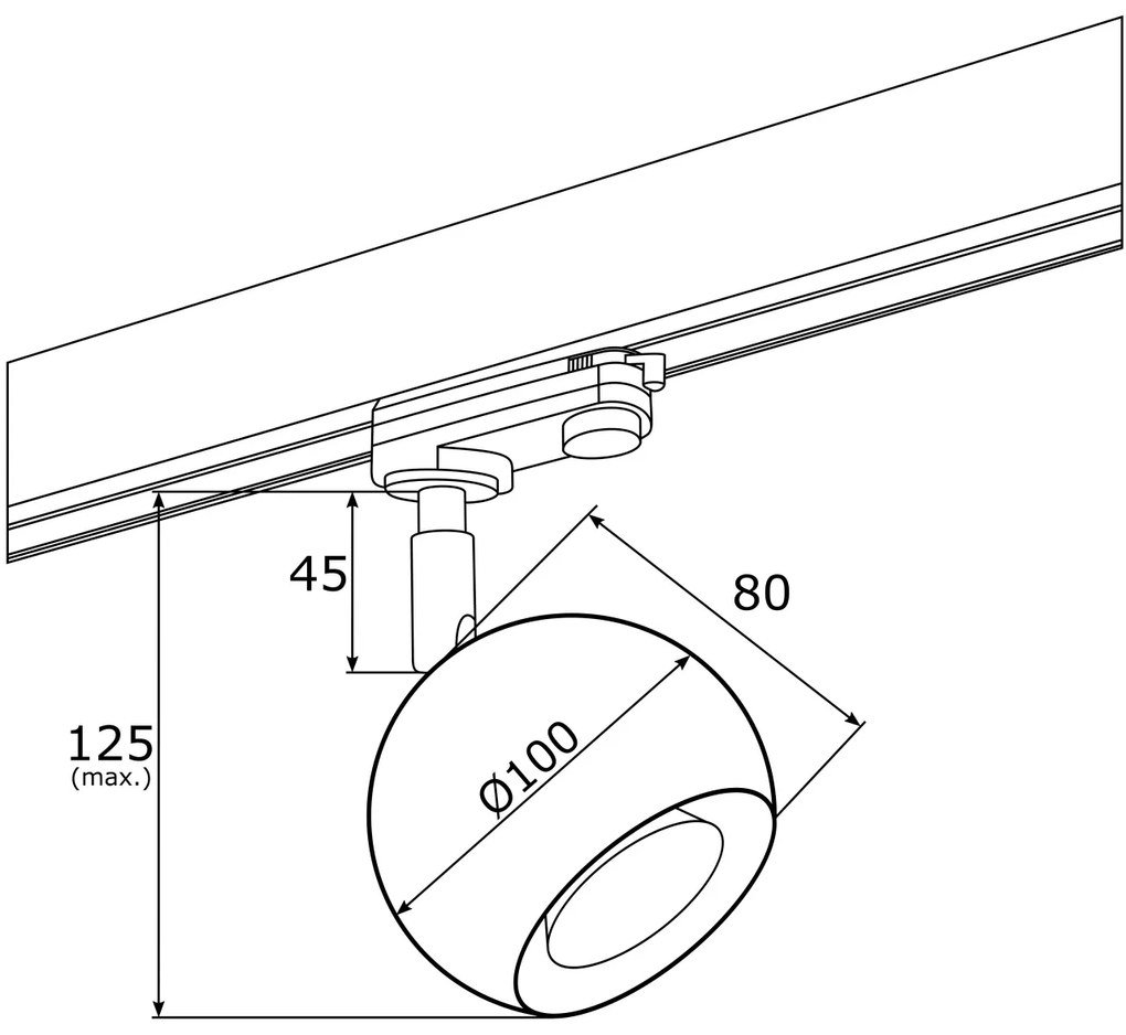 Spot pe sina MURI auriu / Accesoriu pentru sinele trifazate ARGON T-RACK