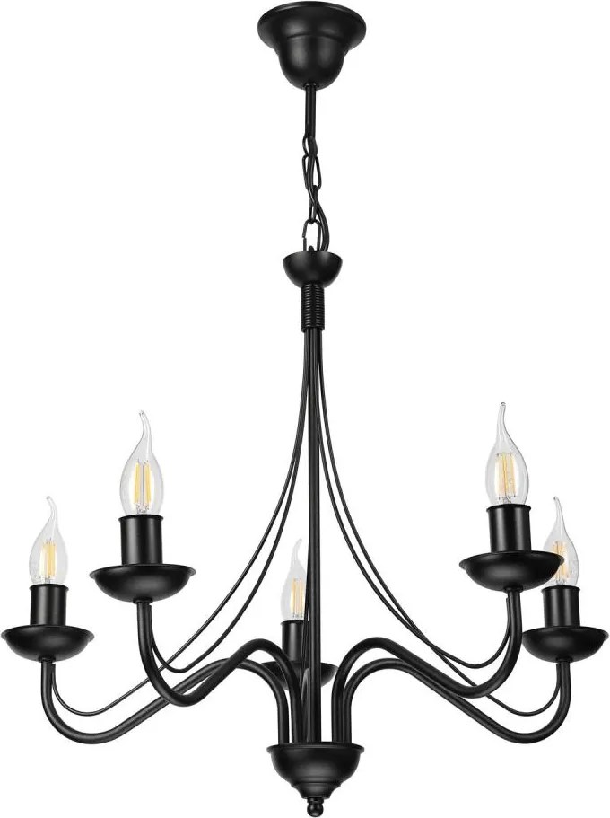 Candelabru cu lanț ANTON 5xE14/15W/230V negru
