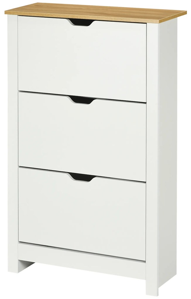 HOMCOM Raft pentru pantofi cu 3 compartimente, capacitate 18 perechi, 72x26x112 cm, alb + maro | Aosom Romania