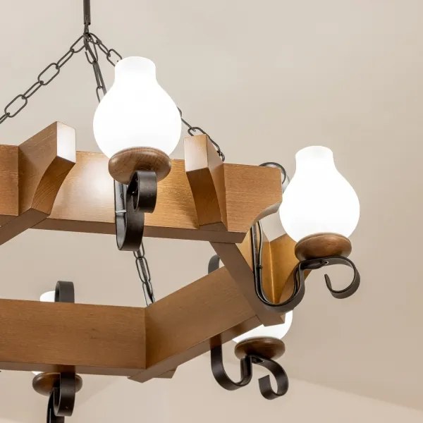 Lustră pe lanț Brilagi QUEEN 6xE14/40W/230V fag/nuc