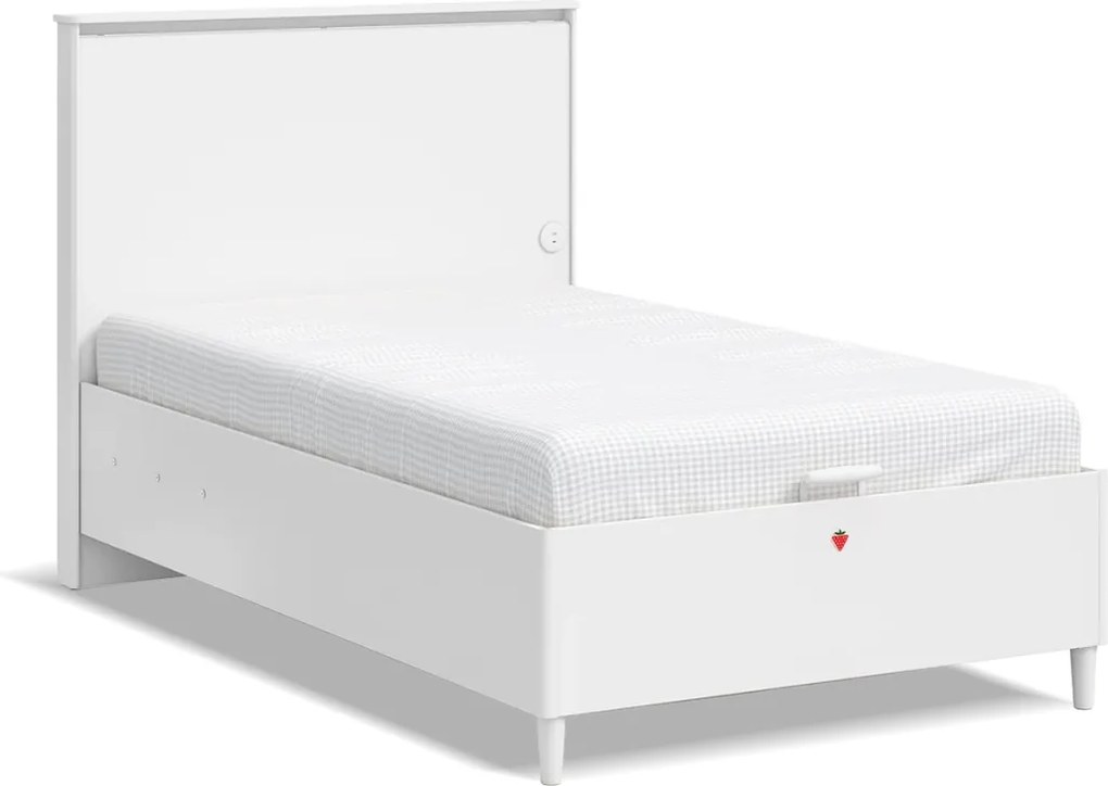 Pat cu lada de depozitare pentru copii 120x200 cm ,   Design modern, port USB, colectia Varia White