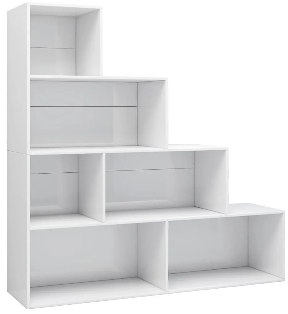 800663 vidaXL Bibliotecă/Separator, alb lucios, 155x24x160 cm, lemn prelucrat