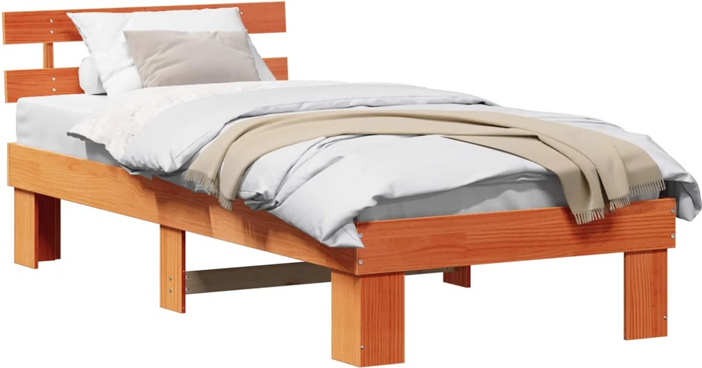 vidaXL Cadru de pat Maroniu cerat 100 x 200 cm Lemn de pin masiv