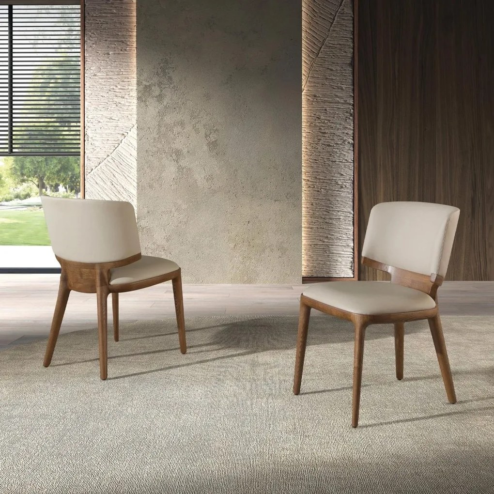 Scaun din lemn si piele sintetica Cream