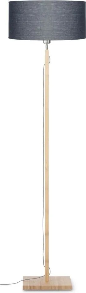 Lampadar modern cu baza din lemn si abajur textil FUJI, gri inchis FUJI/F/4723/DG