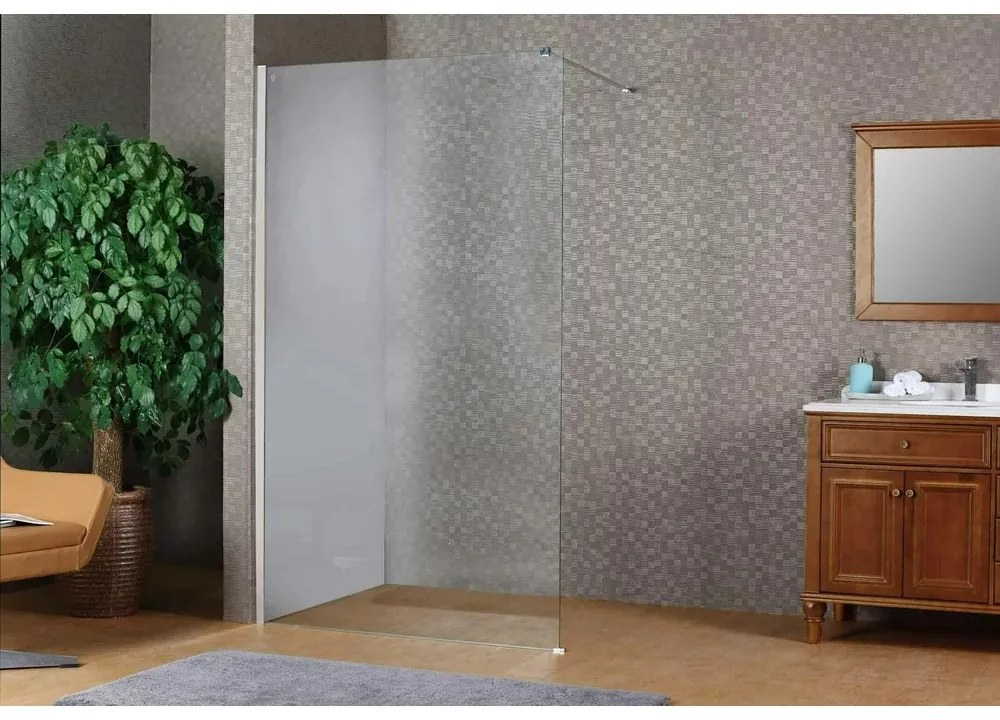 Paravan de dus tip Walk-in 120Ã 200 cm 8 mm profil crom lucios