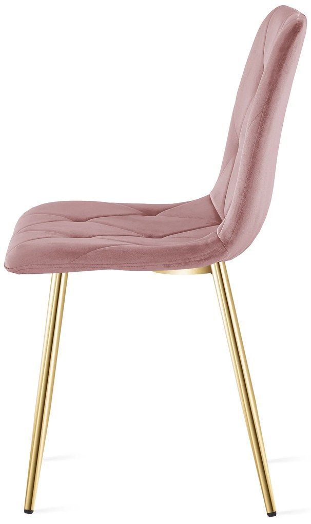 Scaun de dining din catifea roz LIBRA cu picioare aurii