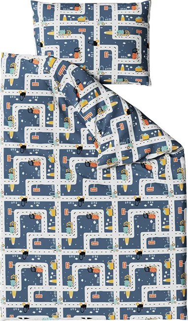 Lenjerie de pat din bumbac Culoare albastru, ROADS