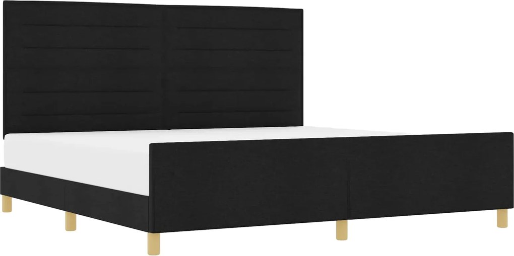 vidaXL Cadru de pat cu headboard Negru 200 x 200 cm țesătură