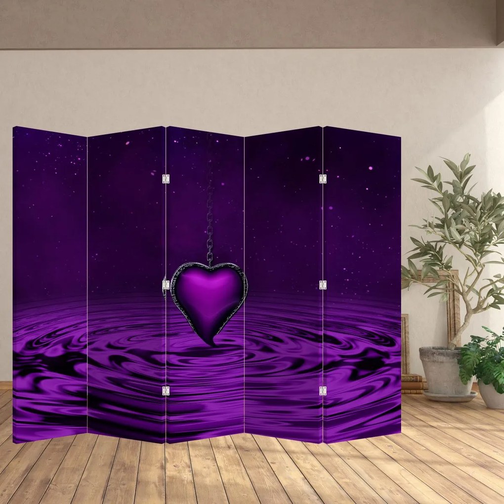 Paravan - Inima violetă (210x170 cm)