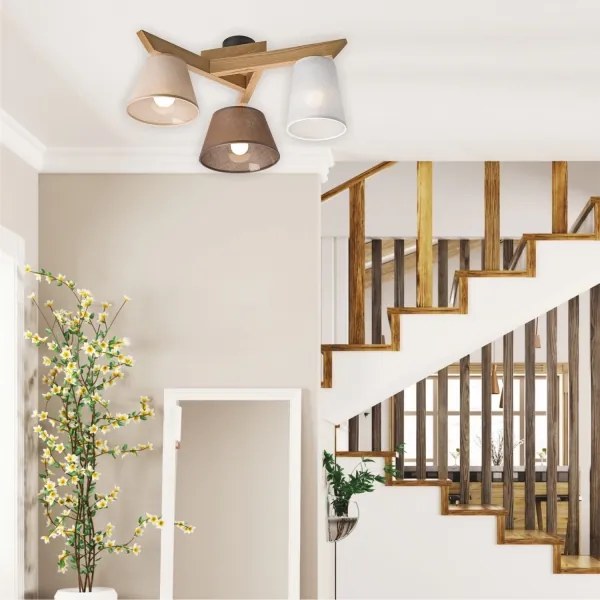 Lustr ANTONIO 3xE14/40W/230V, montaj plafon, stejar