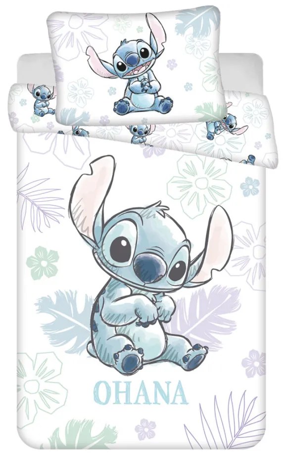 Disney Lilo și Stitch Ohana White Set lenjerie pat copii 100×135 cm, 40×60 cm
