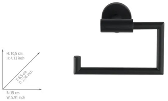WENKO 24240100 - Suport pentru hârtie igienică BOSIO BLACK, 15 x 10,5 cm, inox/argintiu