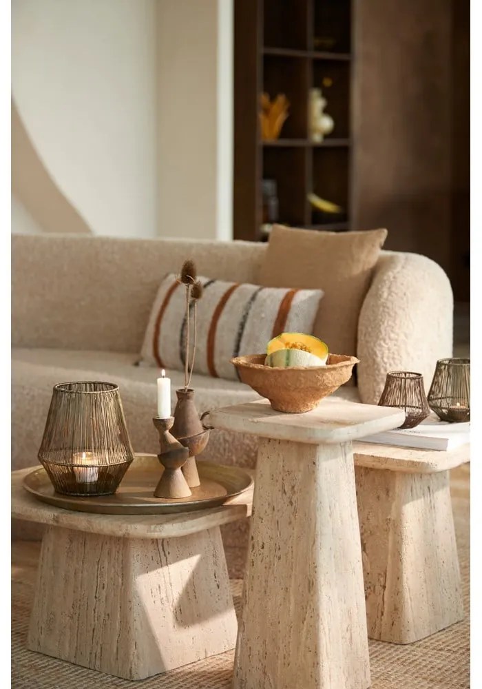 Măsuță auxiliară cu blat din piatră 40x40 cm Kepami – Light &amp; Living