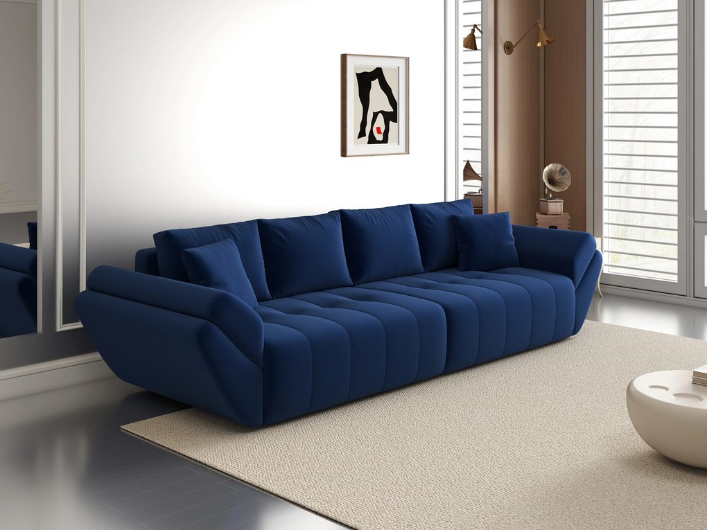 Canapea extensibilă dumonde cu ladă de depozitare si sezut confortabil din spuma high-density, Berlin Royal Blue 300x100 cm