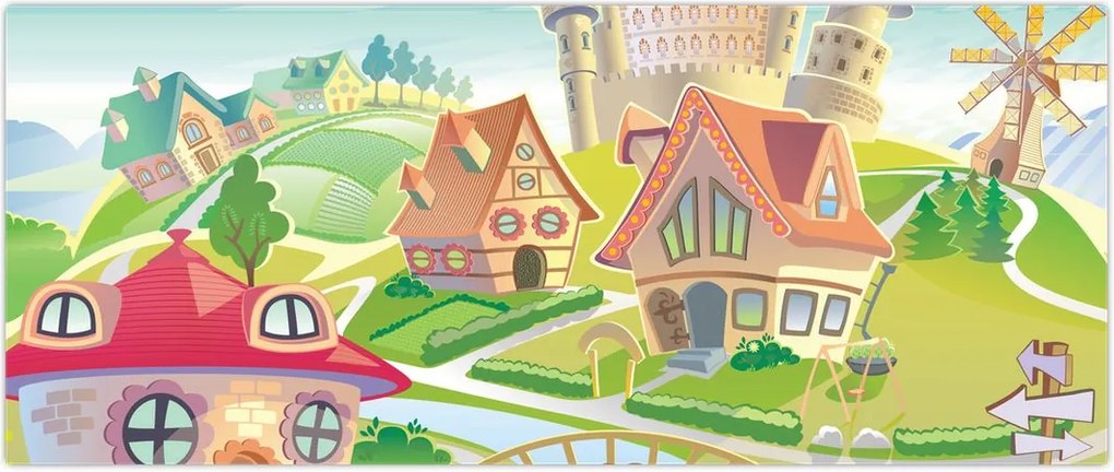 Tablou - Orășel colorat (120x50 cm)