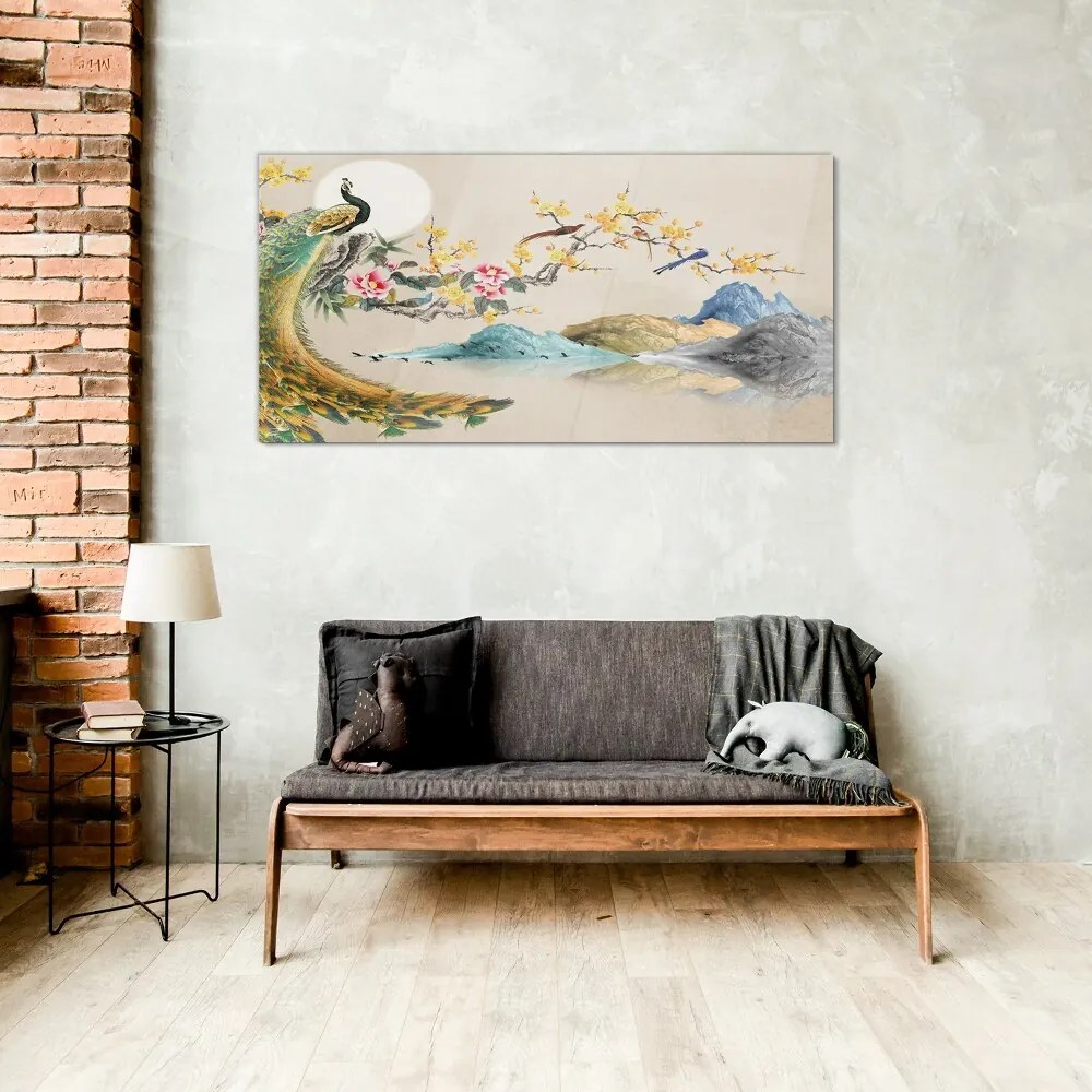 Tablou sticla Abstracția munților Flori Paw
