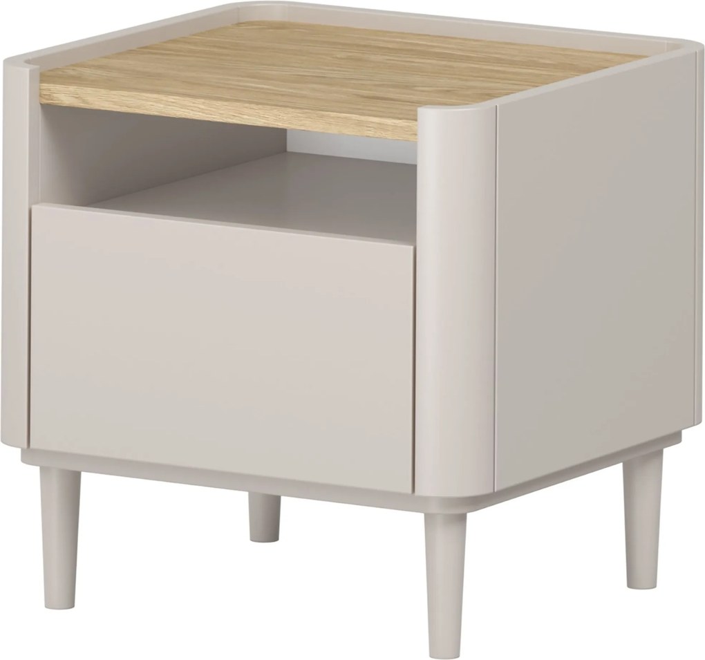 Noptieră Elivo 50 cm cu sertar pe picioare - cașmir / stejar uleiat