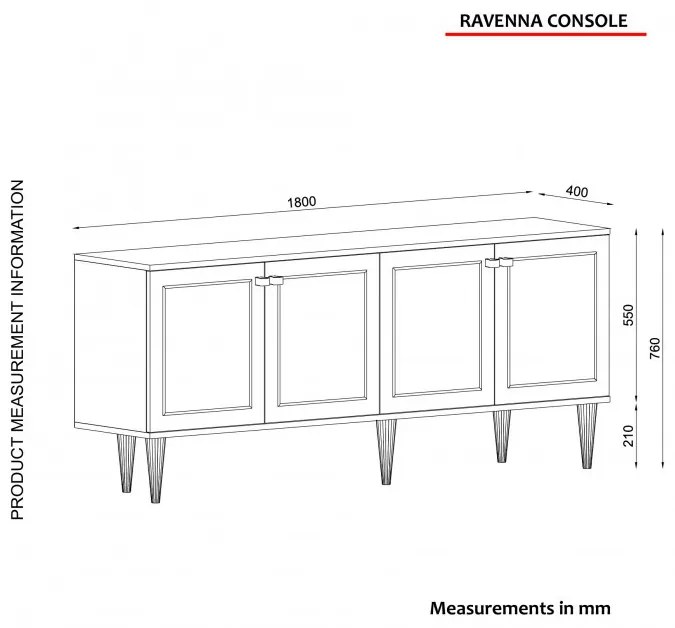 Consola Ravenna Alb-Gold-Negru