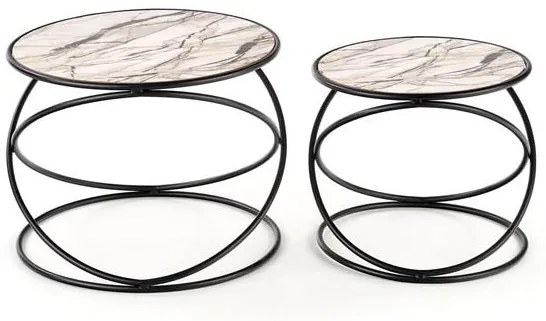 Set 2 buc. masă de cafea Susnr (Marmură + Negru). Promo -6%. 1049009