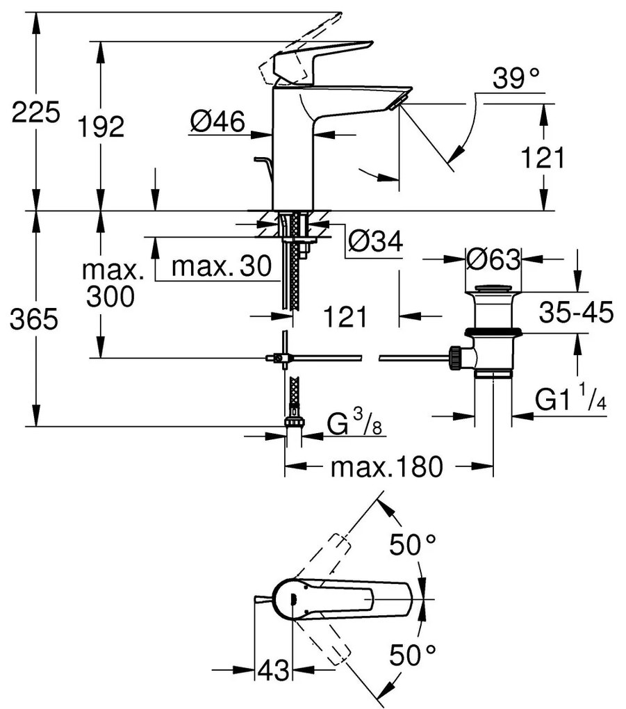 Grohe Start baterie lavoar stativ negru 234552432