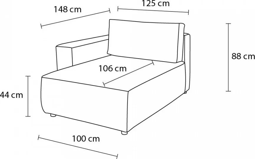 Modul pentru canapea cărămiziu cu tapițerie din catifea reiată (cu colț pe partea dreaptă) Nihad modular – Bobochic Paris