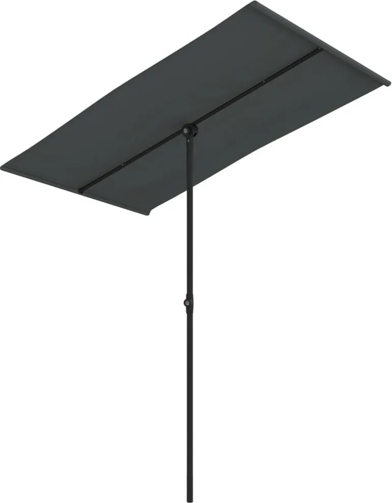 vidaXL Umbrelă de soare exterior, stâlp aluminiu, antracit, 180x110 cm