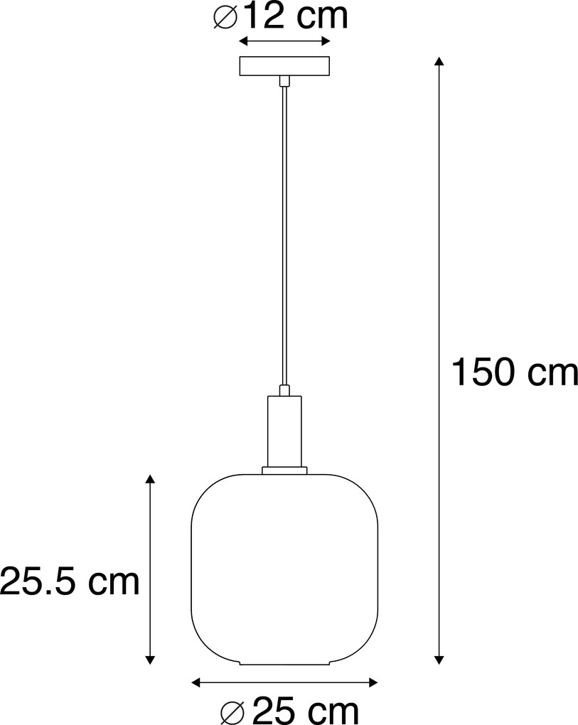 Lampă suspendată neagră cu auriu și sticlă fumurie, inclusiv bec PUCC - Zuzanna