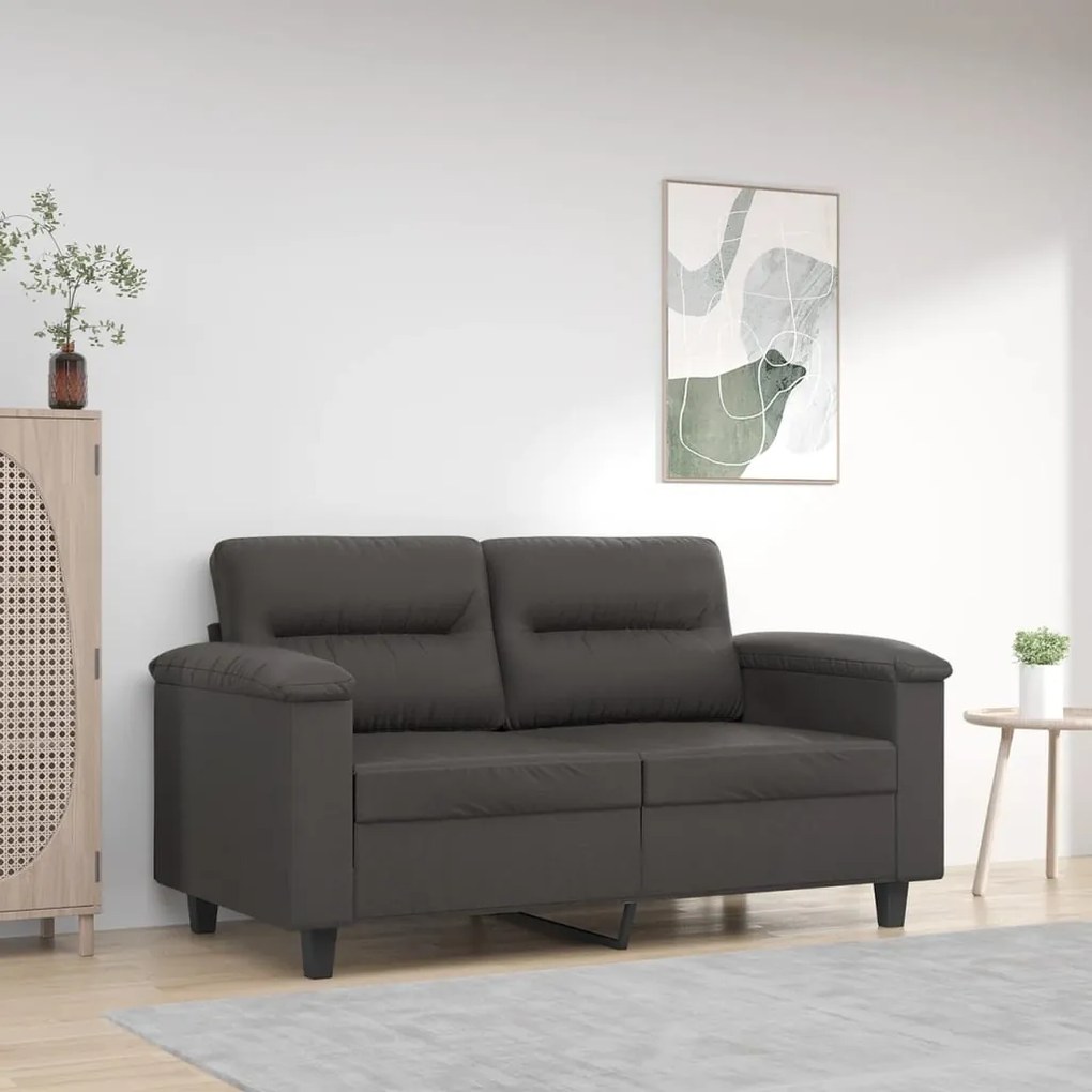 349248 vidaXL Canapea cu 2 locuri, gri, 120 cm, piele ecologică