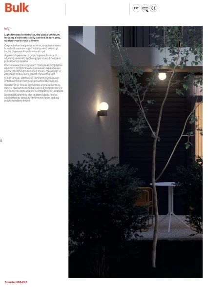 Lampă de exterior Redo 90642 BULK 1xE27/28W/230V 50 cm IP44 antracit